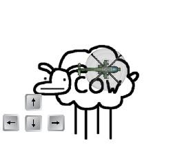 Sheep or cow with helicoptor