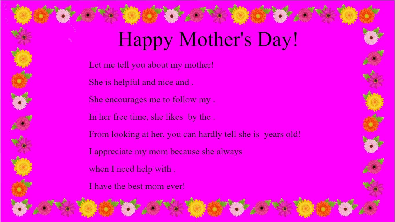 Mother&#039;s Day Mad Libs