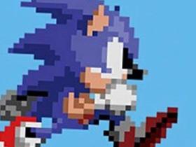 sonic is runing on the screen