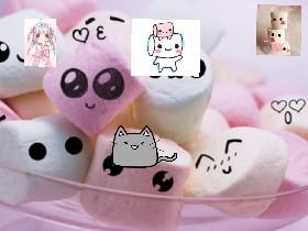 cute marshmellow and cat