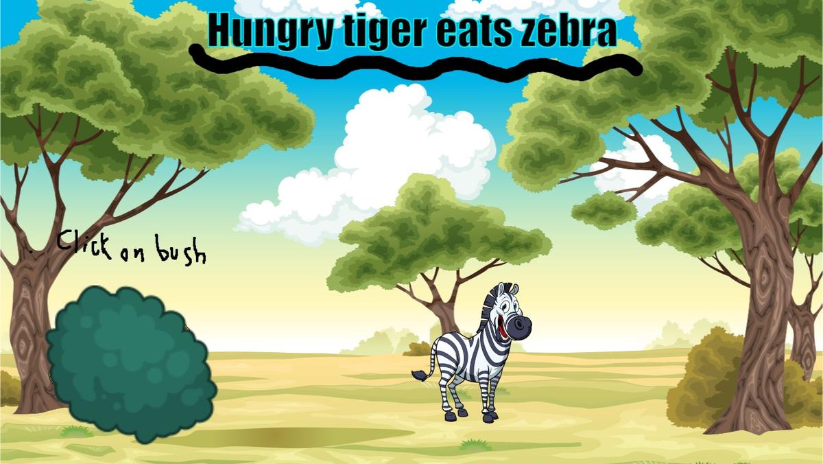 hungry tiger eats zebra