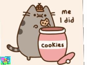 Pusheen eating a cookie