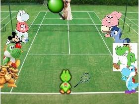 yoshi and dog tennis