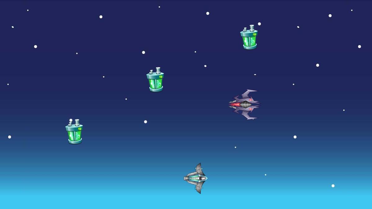 FINN'S GAME YEAR 2YXA MISSION COLLECT ALL THREE POWER CELLS AND AVOID THE ENEMY SPACESHIP