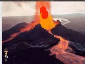 The volcano erupts