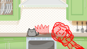 Cat happy squating while on fire😑