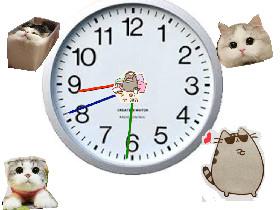 Cat Working Clock