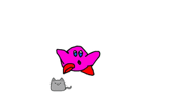Kirby and Kitty sitting on a floor