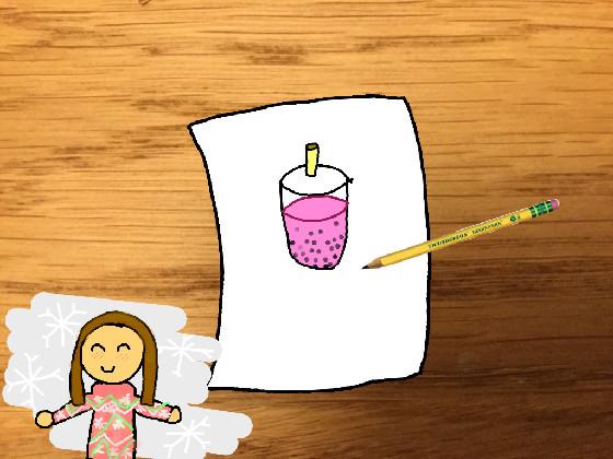 pink bubble tea drawing