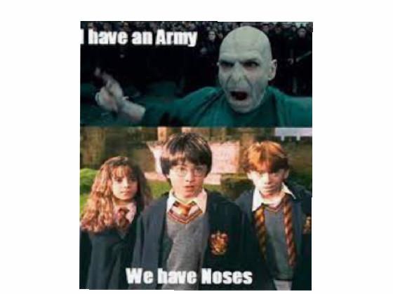 voldermort vs Harry,Ron and Hermione