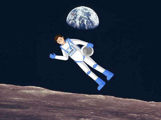 Man flying through space