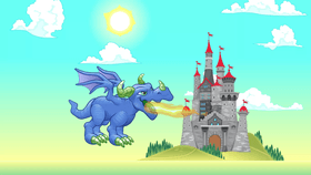 Dragon attacks castle