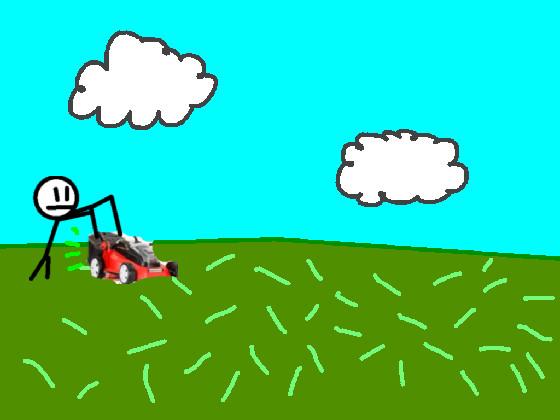 Stickman using lawnmower