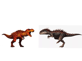 T-Rex/Rexy Vs Indominus Rex. Max level hybrid: Jurassic World the Game.