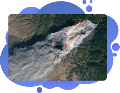 An overhead view of a wildfire in California from an orbiting satellite. The US Geological Survey and NASA's Landsat helps gather information to help with fire prevention and post-disaster analysis. Credit: USGS / LandSat / NASA